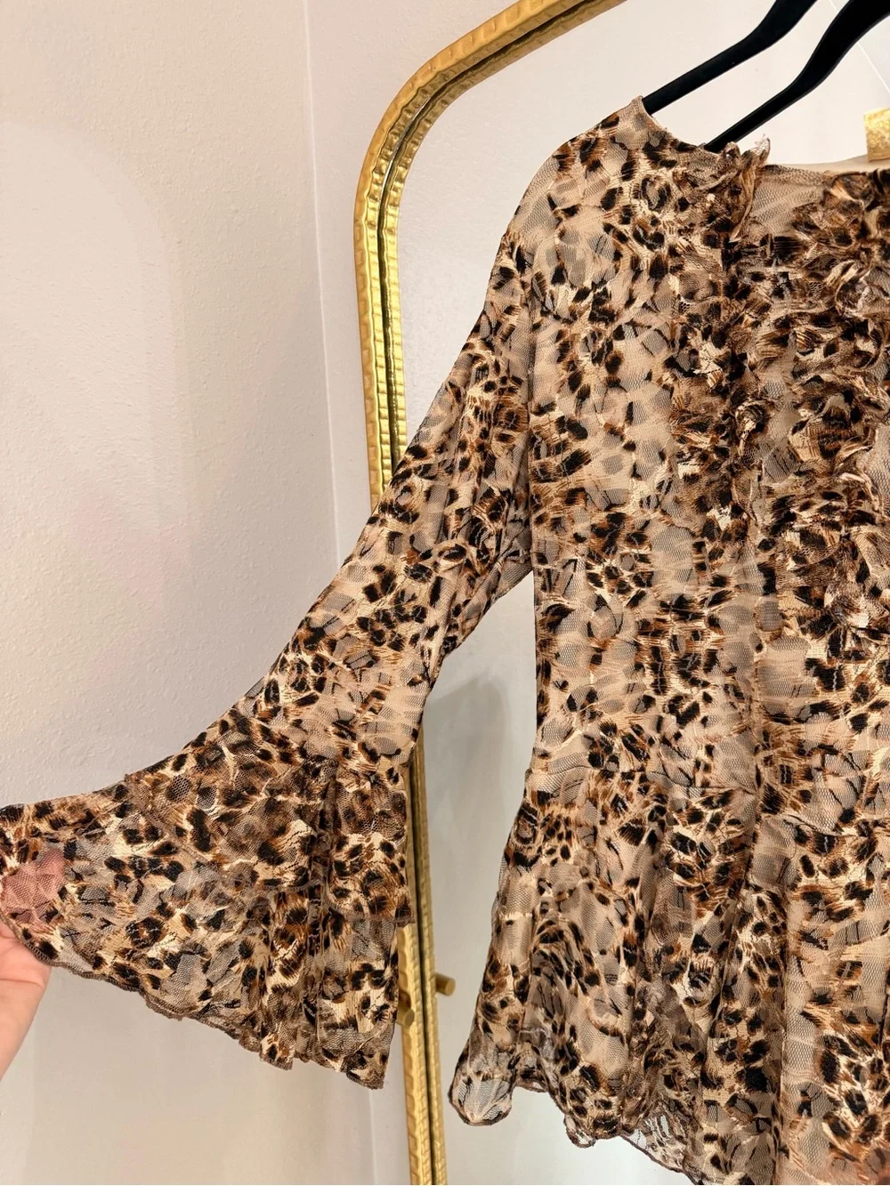 Womens Brown Leopard Print Tunic Top - Picture 2 of 4